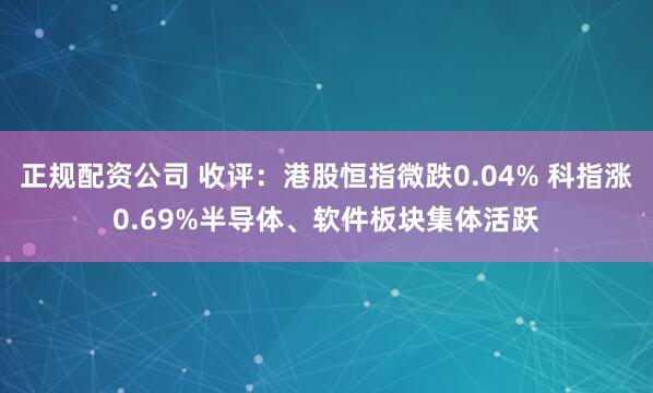 正规配资公司 收评：港股恒指微跌0.04% 科指涨0.69%半导体、软件板块集体活跃