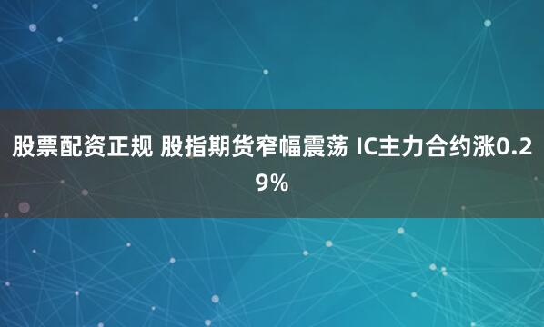 股票配资正规 股指期货窄幅震荡 IC主力合约涨0.29%