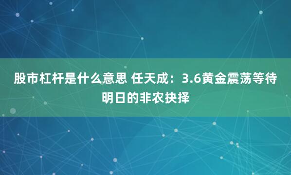 股市杠杆是什么意思 任天成：3.6黄金震荡等待明日的非农抉择