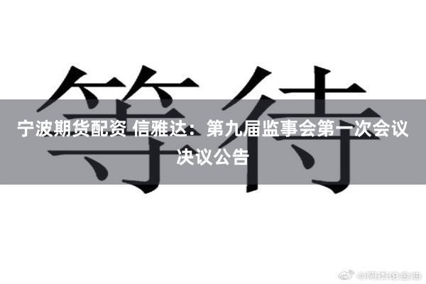 宁波期货配资 信雅达：第九届监事会第一次会议决议公告