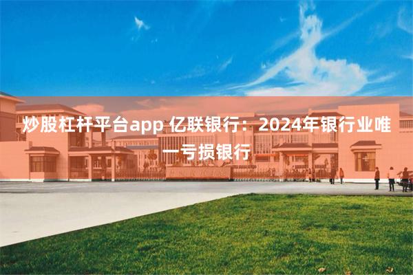 炒股杠杆平台app 亿联银行：2024年银行业唯一亏损银行