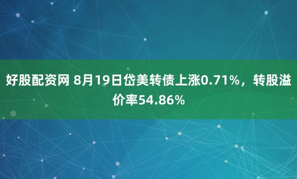 好股配资网 8月19日岱美转债上涨0.71%，转股溢价率54.86%